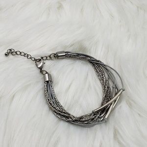 NWOT🆒️INC Silver Tone & Gray Multi Row Bracelet